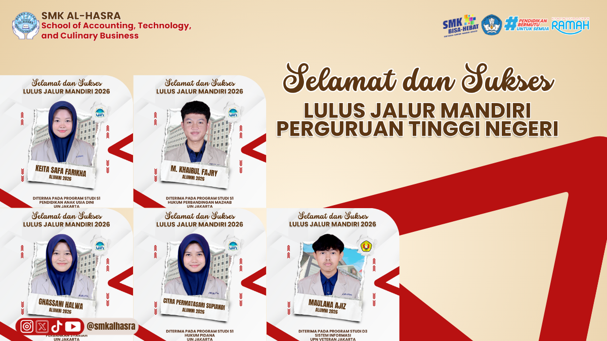 5 Alumni SMK Al-Hasra Lulus Jalur Mandiri 2026 di Perguruan Tinggi Negeri
