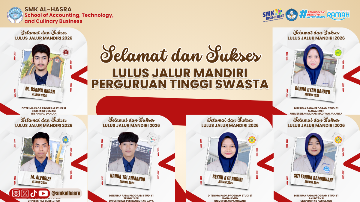 Enam Alumni SMK Al-Hasra Lulus Jalur Mandiri Perguruan Tinggi Swasta 2026