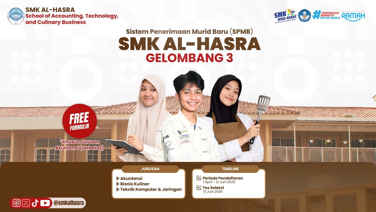 Kesempatan Terakhir Mendaftar di SPMB Gelombang 3 SMK Al-Hasra