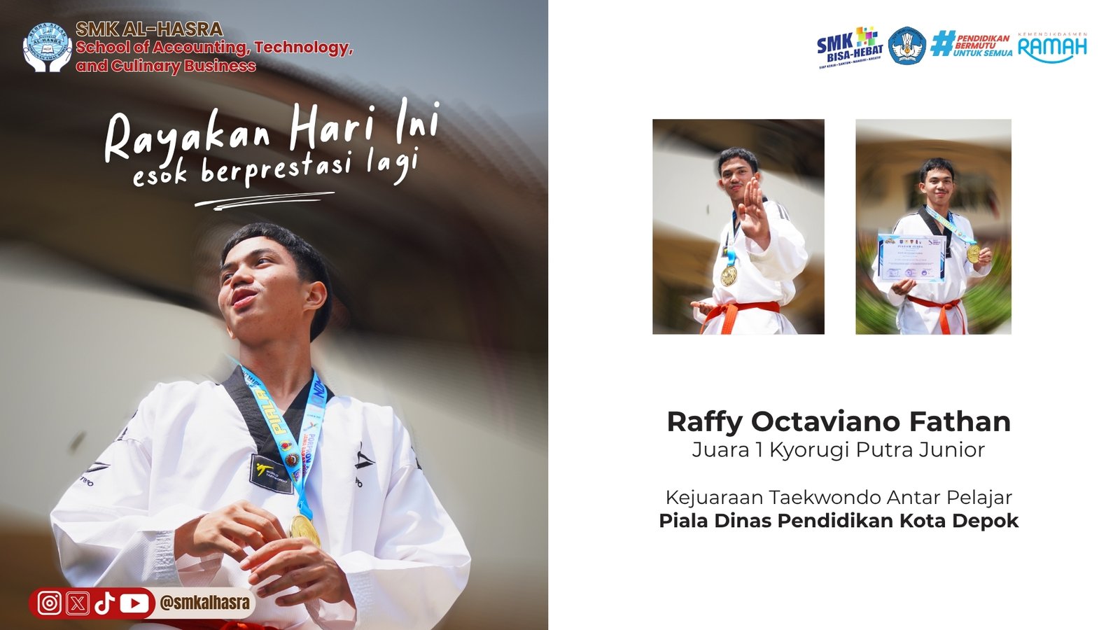 Lebih Keras Berlatih, Lebih Siap Bertanding! Raffy Raih Juara 1 Kyorugi Junior di Piala Dinas Pendidikan Kota Depok