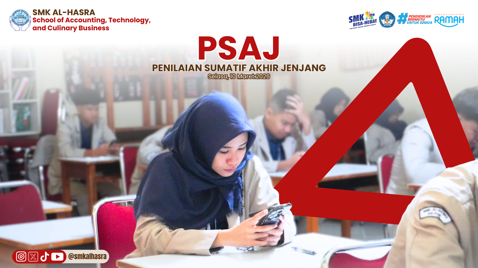 PSAJ Hari Kedua di SMK Al-Hasra: Siswa Mengikuti Ujian Bahasa Indonesia dan Bahasa Inggris