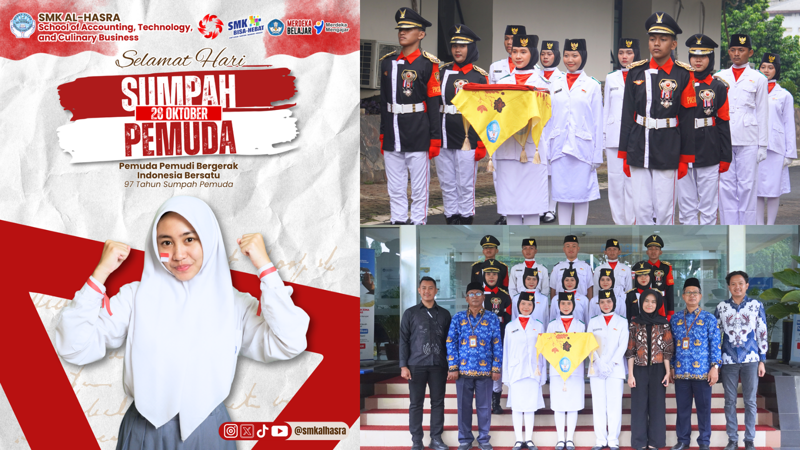 Paskibra SMK Al-Hasra Kibarkan Bendera Merah Putih di PPSDM Kemendikdasmen pada Hari Sumpah Pemuda 2025