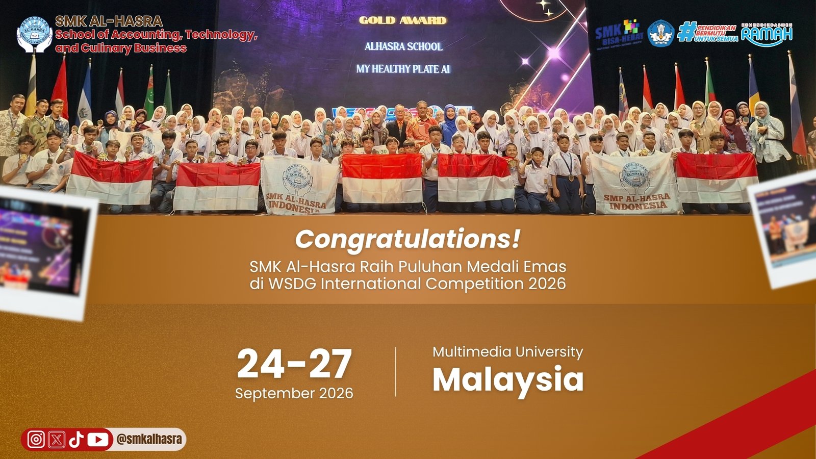 SMK Al-Hasra Raih 37 Medali Emas dan 14 Platinum Award di WSDG 2026 Malaysia