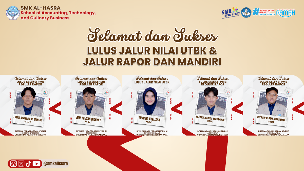 Selamat dan Sukses! Lima Siswa SMK Al-Hasra Lolos ke Universitas Pembangunan Jaya