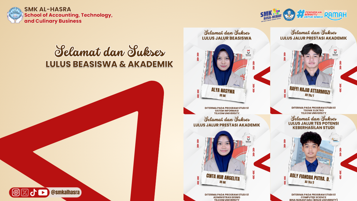 Selamat dan Sukses Siswa SMK Al-Hasra Lulus Jalur Beasiswa & Akademik 2026