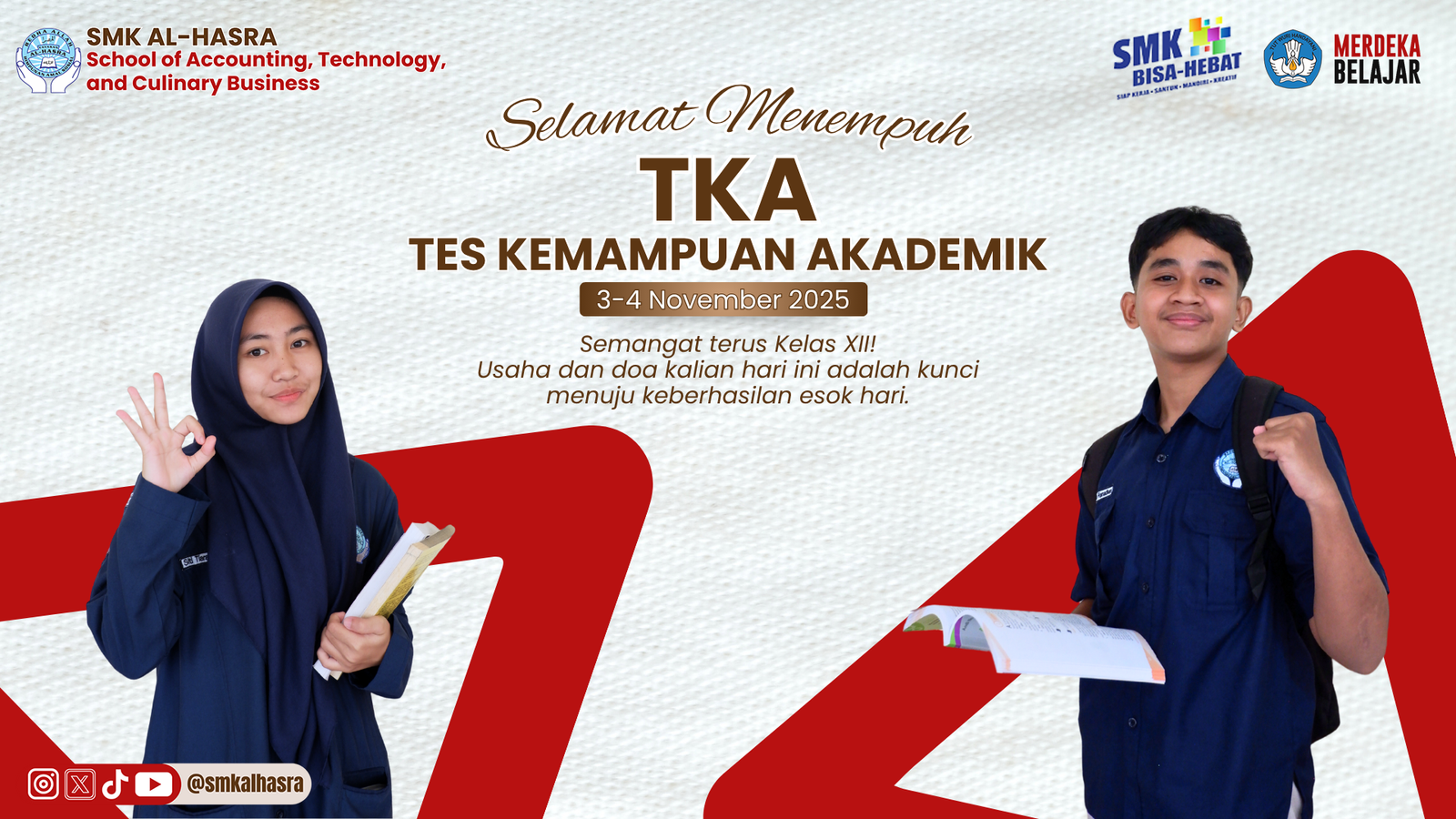 Semangat Siswa Kelas XII SMK Al-Hasra dalam Mengikuti Tes Kemampuan Akademik (TKA) 2025